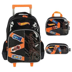 Mochila de Rodinhas Sem Alça Luxcel Hotwheels Pistas Preto