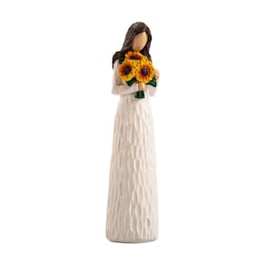 Escultura Elegondrar Sunflower Girl em resina pintada à mão de 20 cm