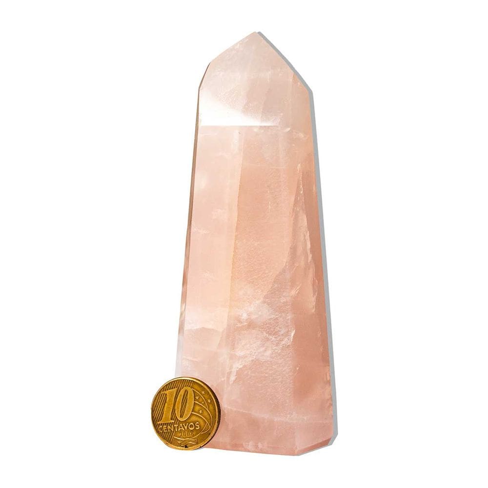 Ponta Quartzo Rosa Pedra Natural 11 a 12cm média 260g Tipo B