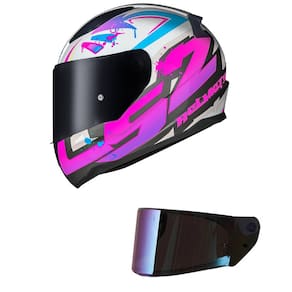 Capacete LS2 FF353 Rapid Tagline Branco e Rosa Mais Viseira Camaleão