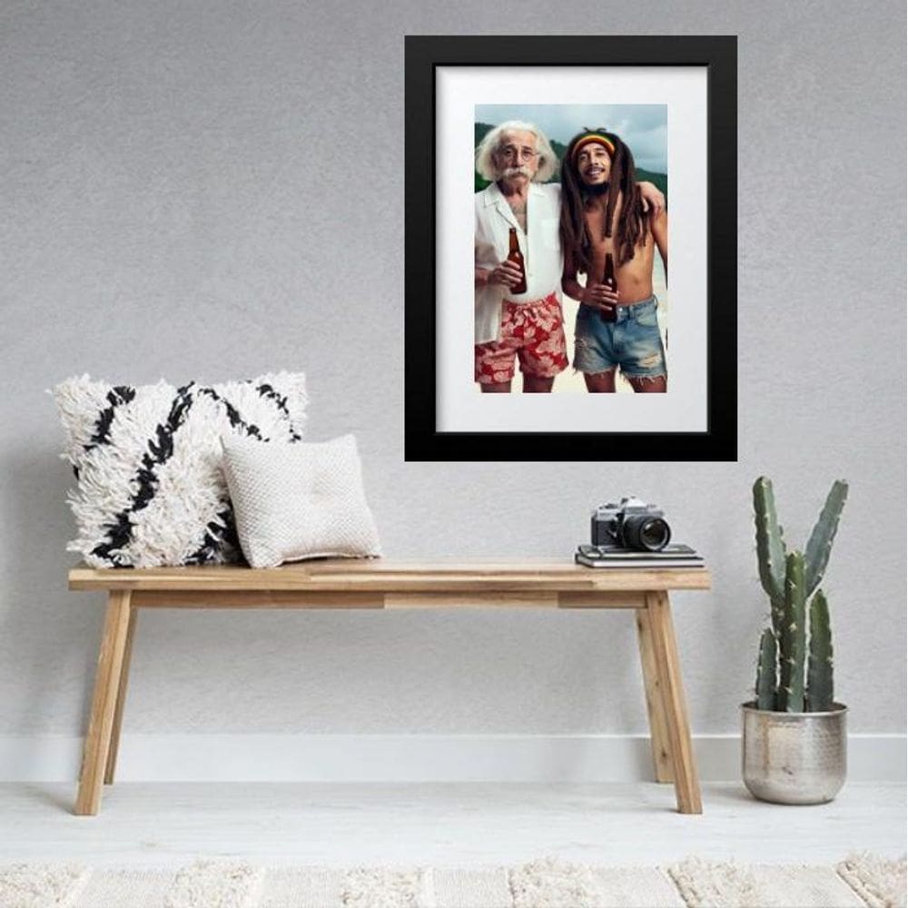 Quadro Einstein E Bob Marley- 60X48Cm
