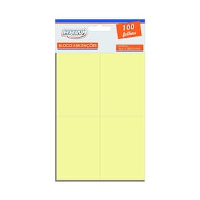 Bloco De Anotações 38X51Mm Amarelo Brw 04Un Com 100 Folhas