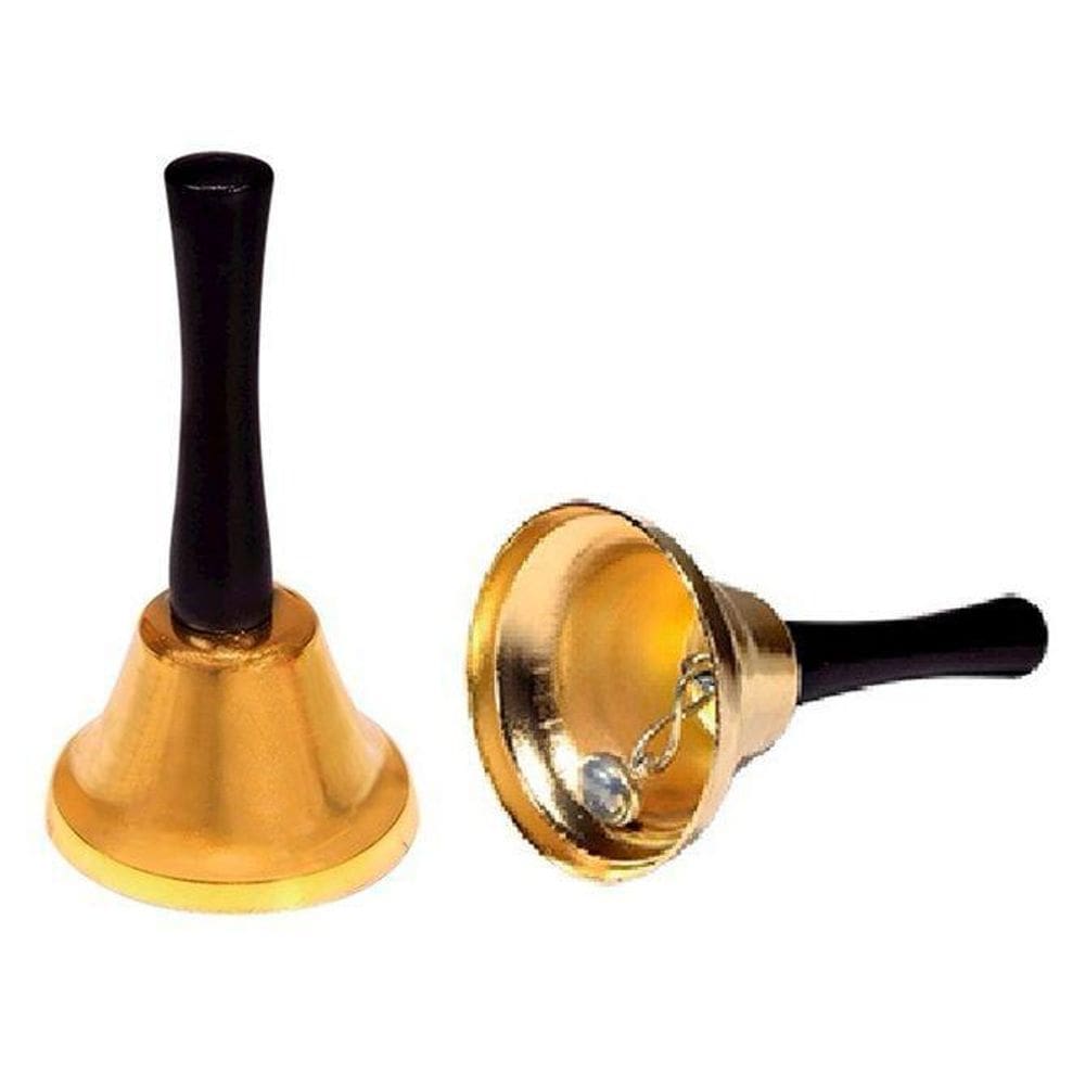 Sino Sineta Dourado Do Papai Noel De Metal E Madeira 12 Cm