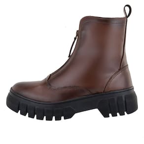 Bota Feminina Tratorada Plataforma Inverno Sola Borracha Antiderrapante Fechamento Ziper