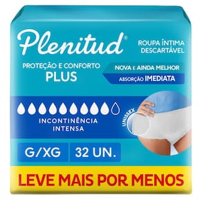 Roupa Íntima Plenitud Plus Unissex Tamanho G/XG 32 Unidades Descartáveis