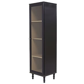 Cristaleira 1 Porta Vidro Pés Madeira 151x40 cm E963 Preto Dtall
