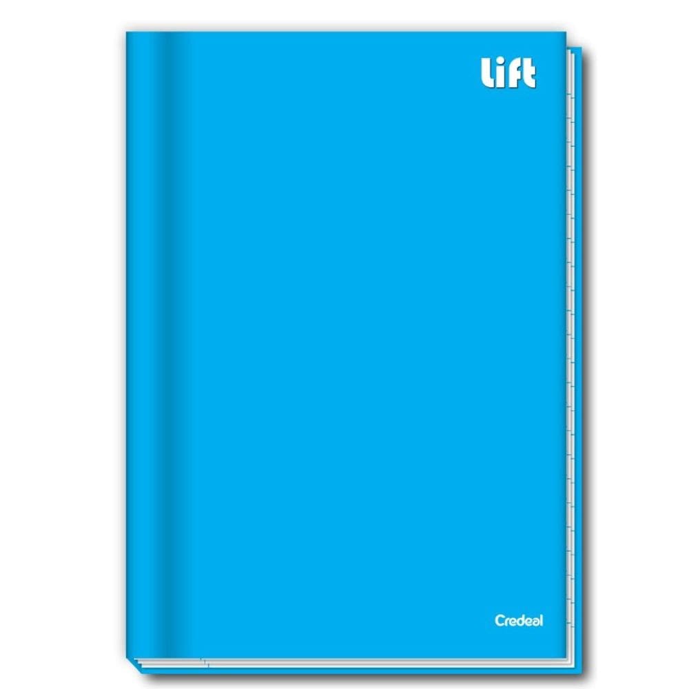 Kit C/5 Cadernos Credeal Costurado Capa Dura 96F 1/4 Litf Azul