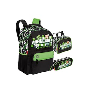 Kit Mochila Costas Minecraft Lancheira Estojo Duplo Escolar