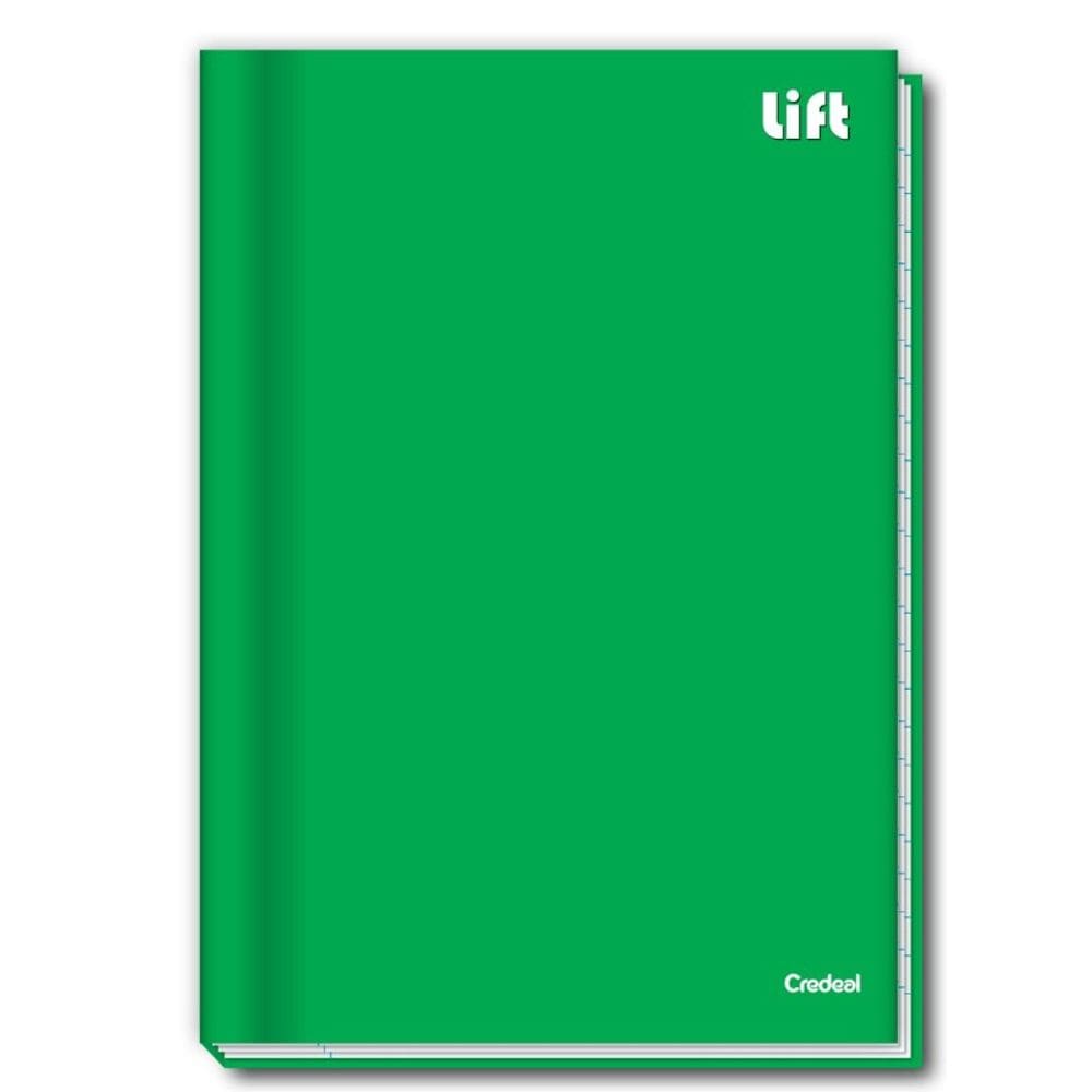 Kit C/5 Cadernos Credeal Costurado Capa Dura 96F 1/4 Litf Verde