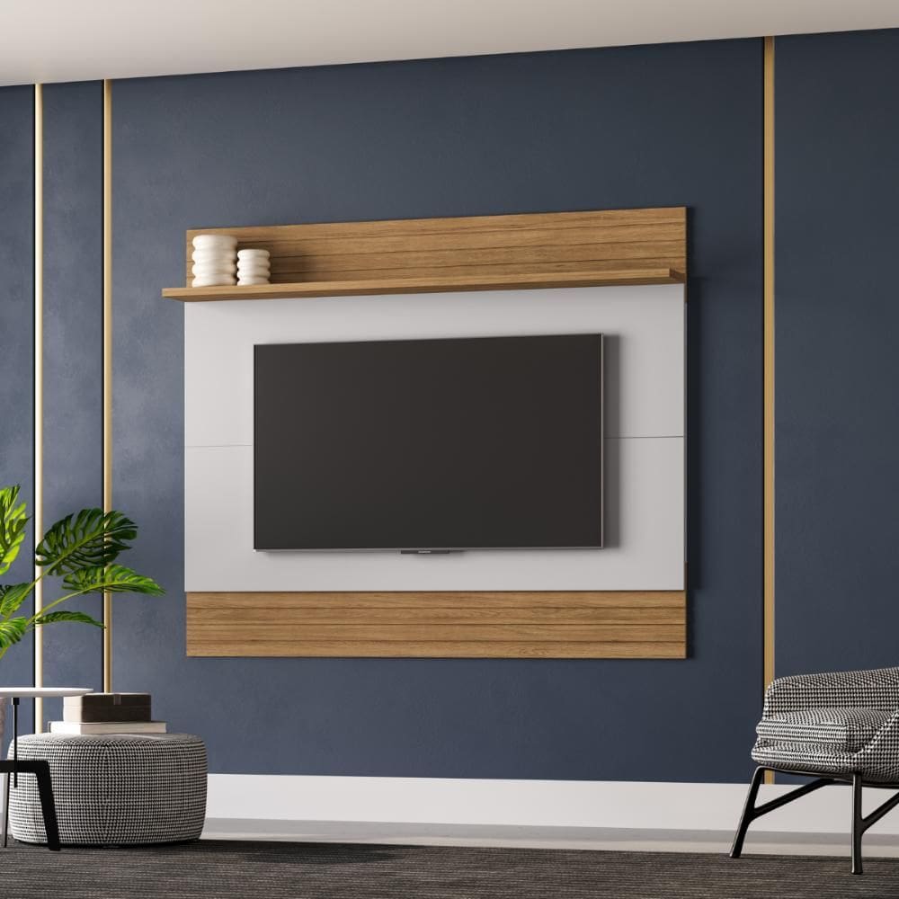 Jogo Painel e Rack Brook Naturalle Off White