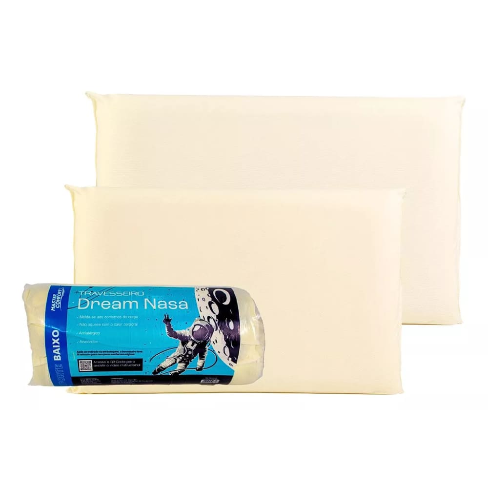 Kit C/2 Travesseiros Rolinho Alt10 Dream Nasa Master Comfort