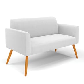 Sofá 2 Lugares Namoradeira Pé Palito Castanho Marisa Bouclê Off White D03 - D`Rossi