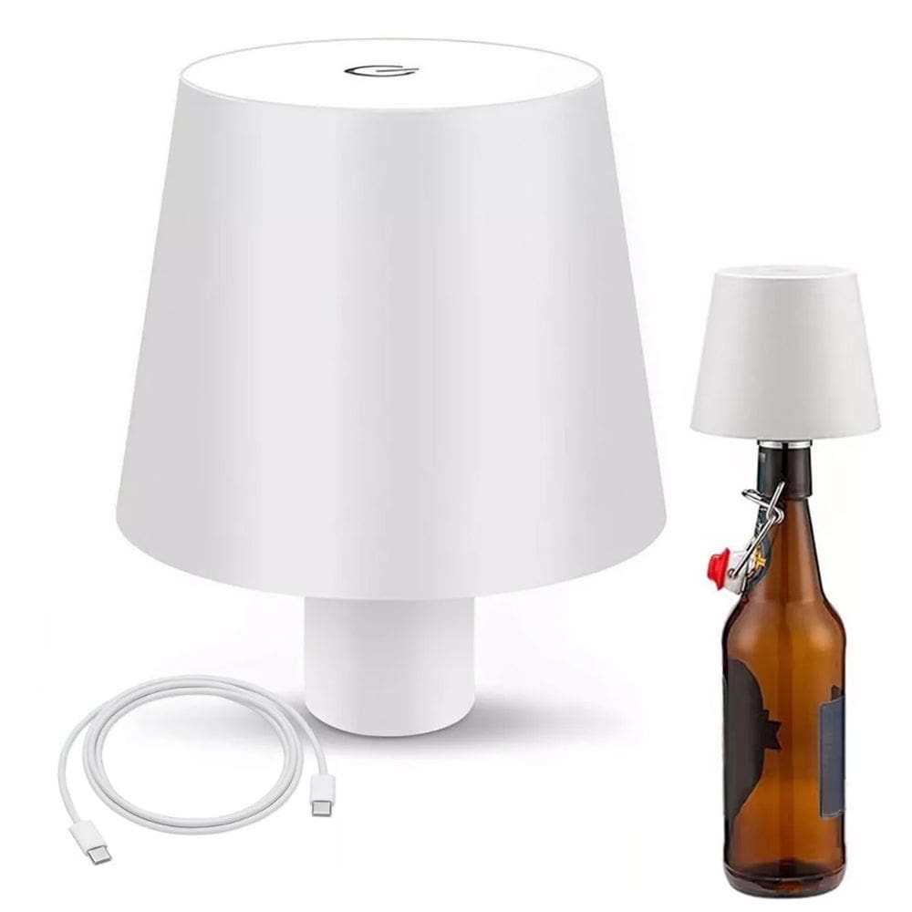 Luminaria Abajur Garrafa Recarregavel Led USB Touch Iluminaçao Ajustavel 3 Tons Decoraçao Mesa
