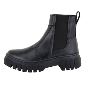 Bota Botina Feminina Calce Facil Ajuste Elastico Puxador Traseiro Solado Tratorado Borracha