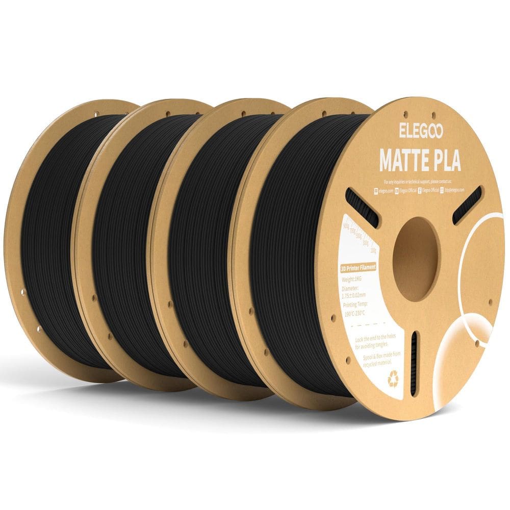 Filamento de impressora 3D ELEGOO Matte PLA Matte Black 4 kg 1,75 mm