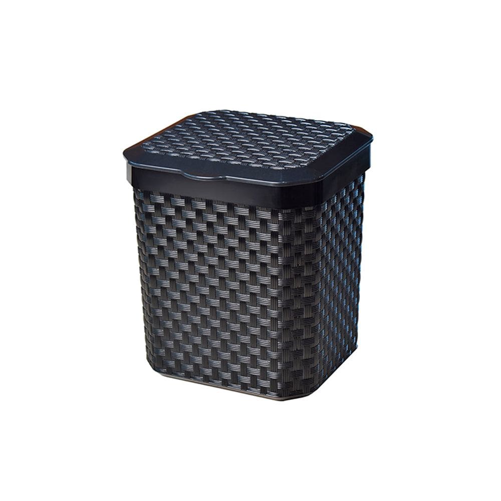 Lixeira de Pia de Cozinha com Tampa Rattan 5 Litros  Preto Arqplast