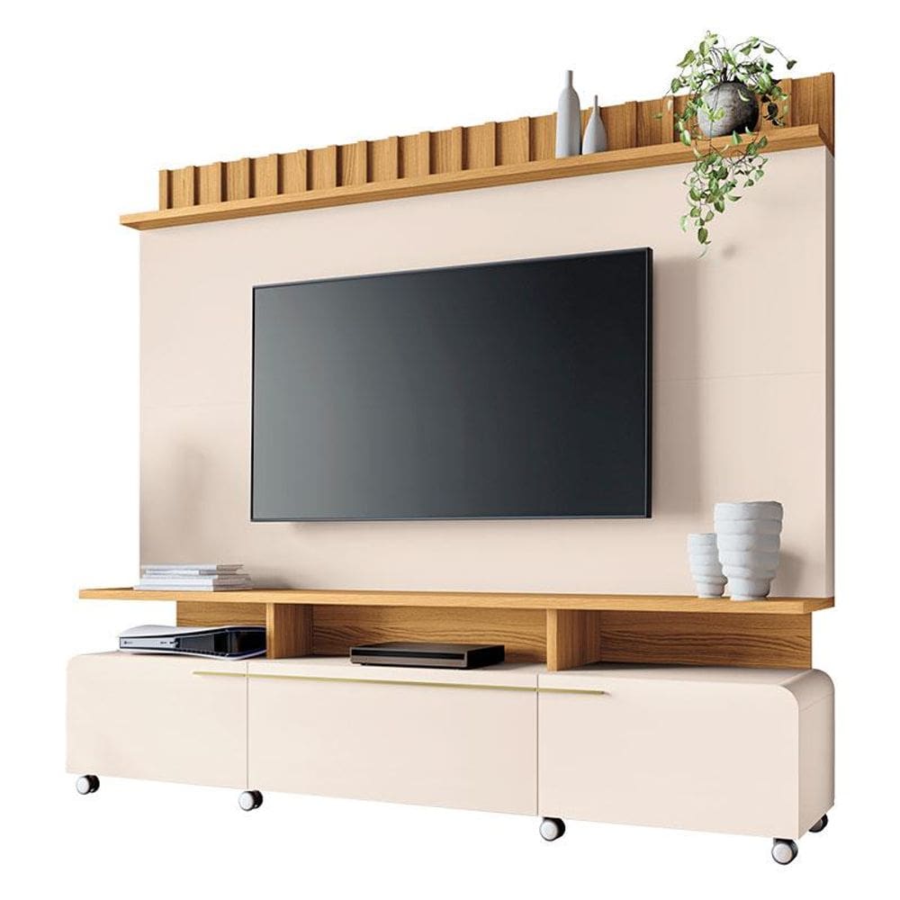Estante Home Theater Artís Cinamomo Off White – HB Móveis