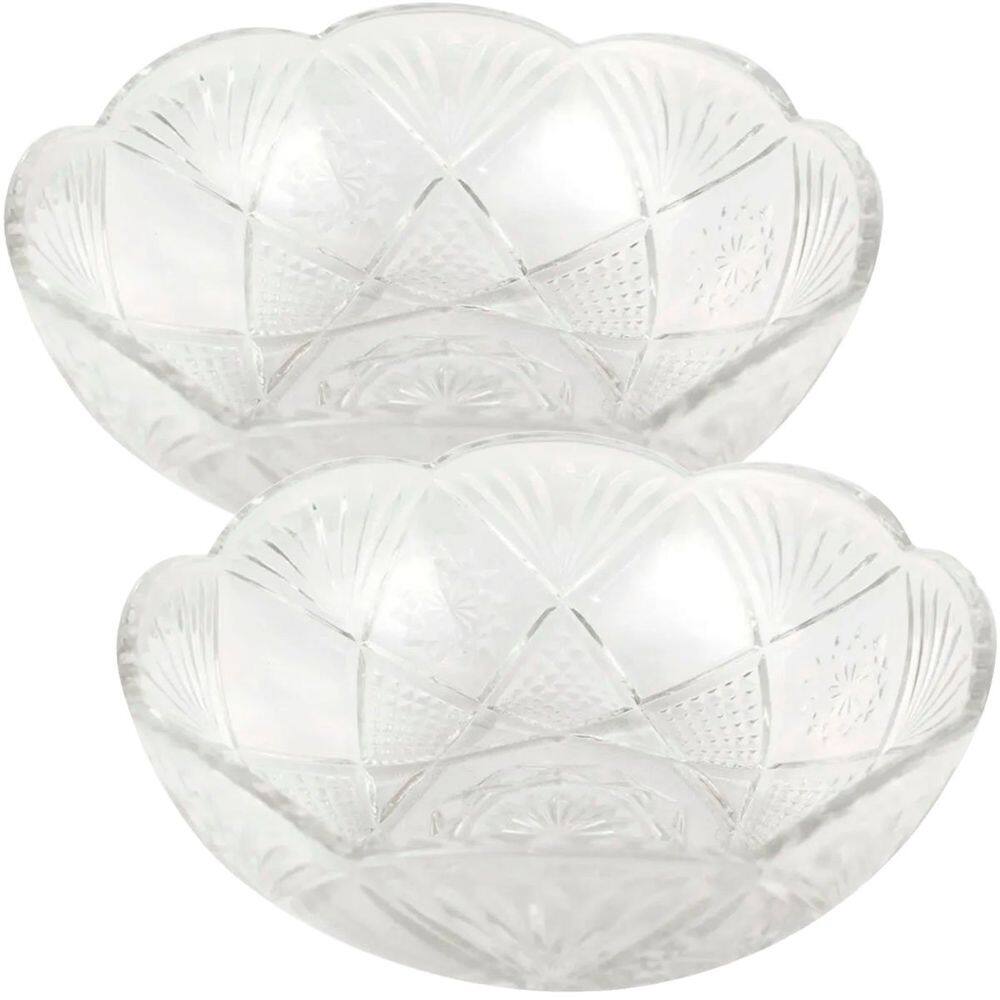 Kit 4 Saladeira Redonda Bowl Vidro Transparente 2,5L 23,5cm
