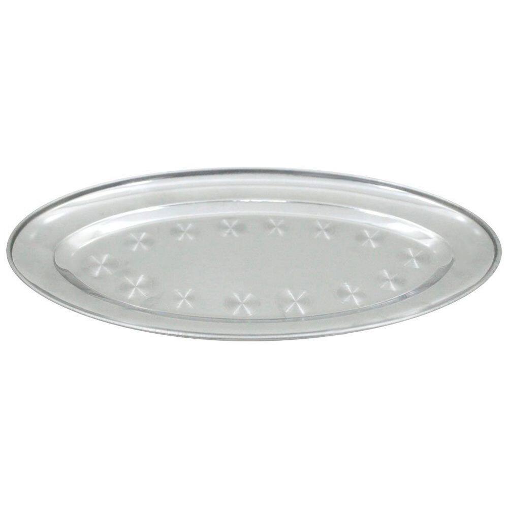Kit 12 Bandejas Oval Em Aço Inox 29cm