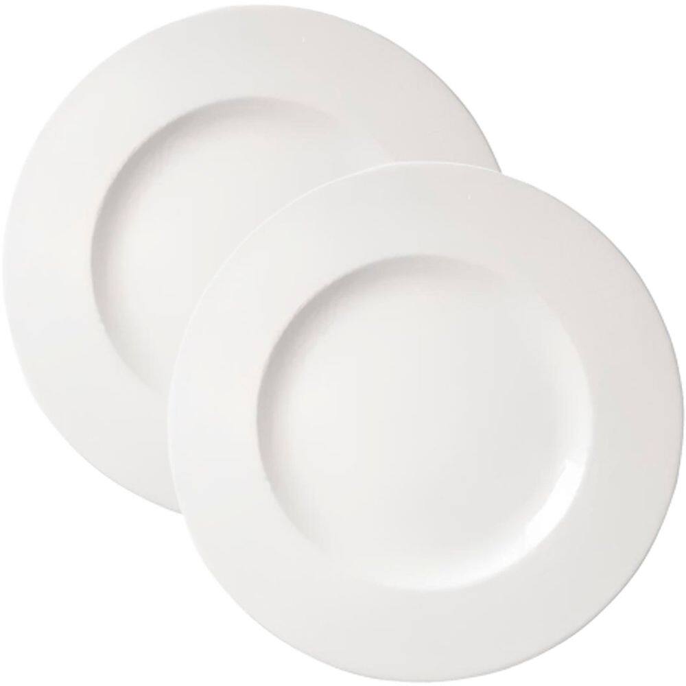 Jogo Pratos Sobremesa Lanche 8 Pessoas 8Pçs Aba Larga 21cm