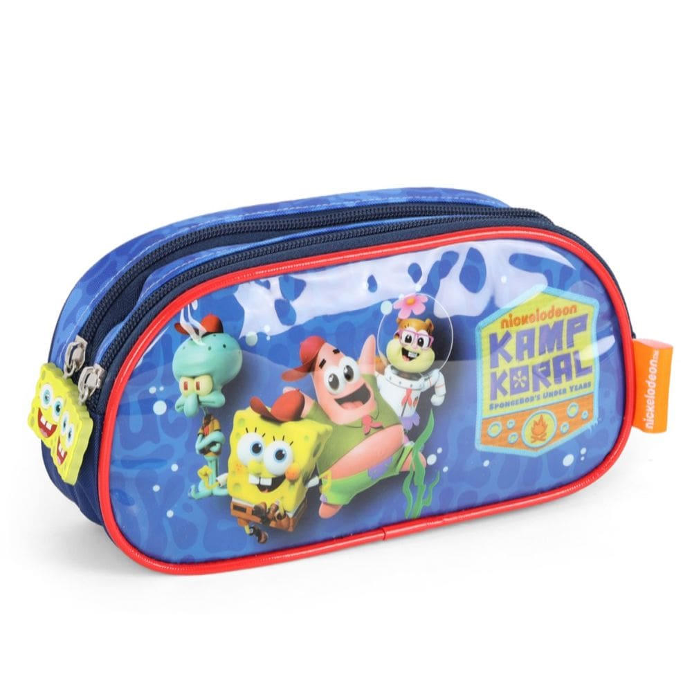 Estojo Escolar 2 Repartições Bob Esponja Kamp Koral Azul