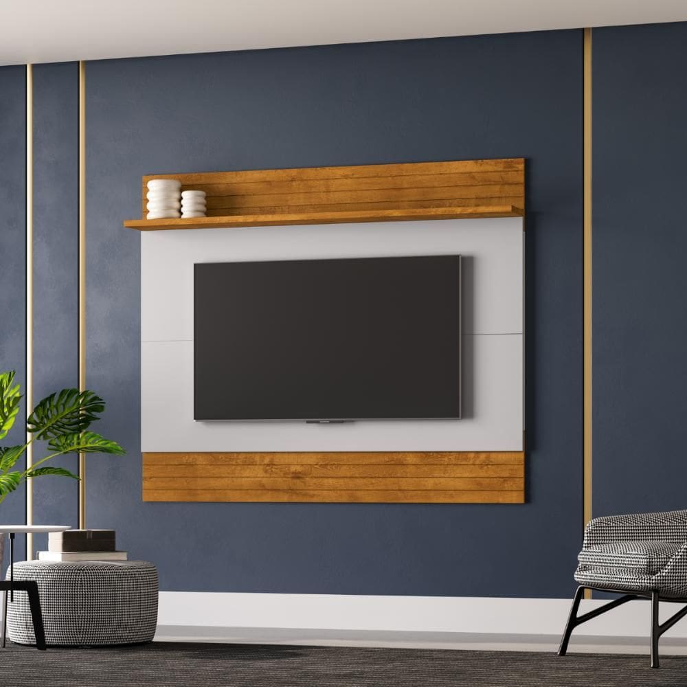Jogo Painel e Rack Brook Naturalle Off White