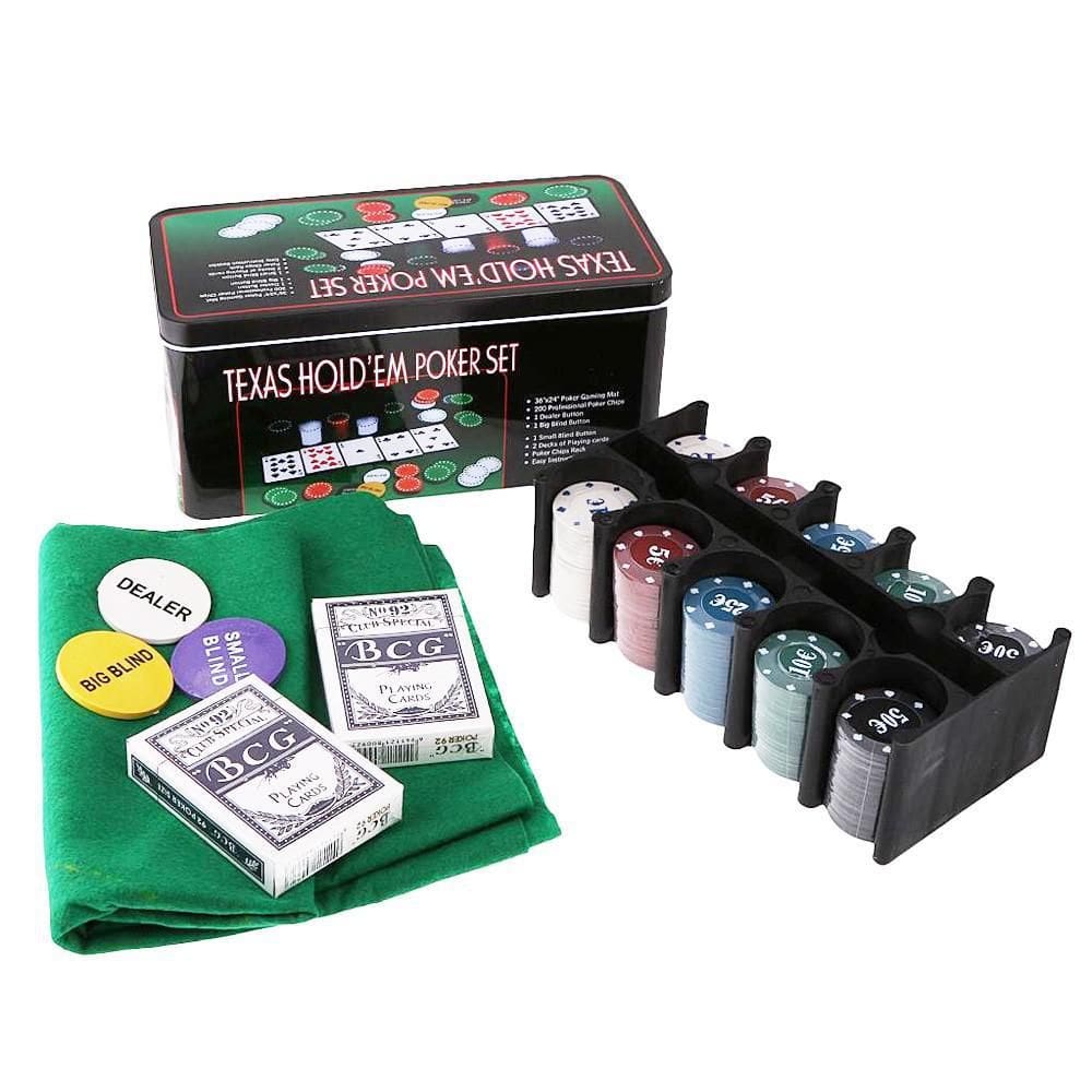 Kit Poker Profissional Em Lata 200 Fichas Texas Hold`Em Set