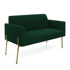 Sofá 2 Lugares Namoradeira Pé Ferro Dourado Marisa Bouclê Verde D03 - D`Rossi