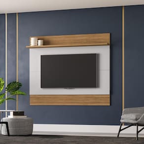 Jogo Painel e Rack Orlando Naturalle Off White