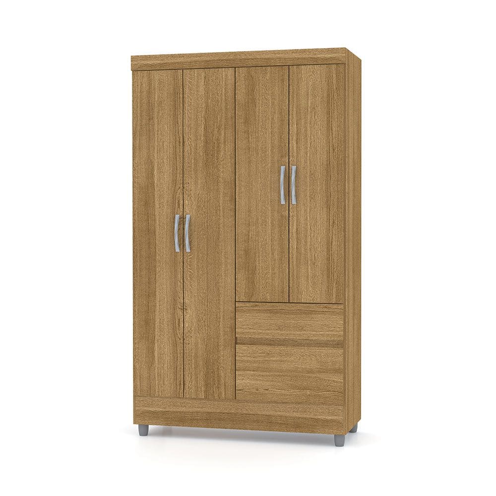 Guarda Roupa Solteiro 4 Portas 102 cm Rio Plus Nature - Pallazio