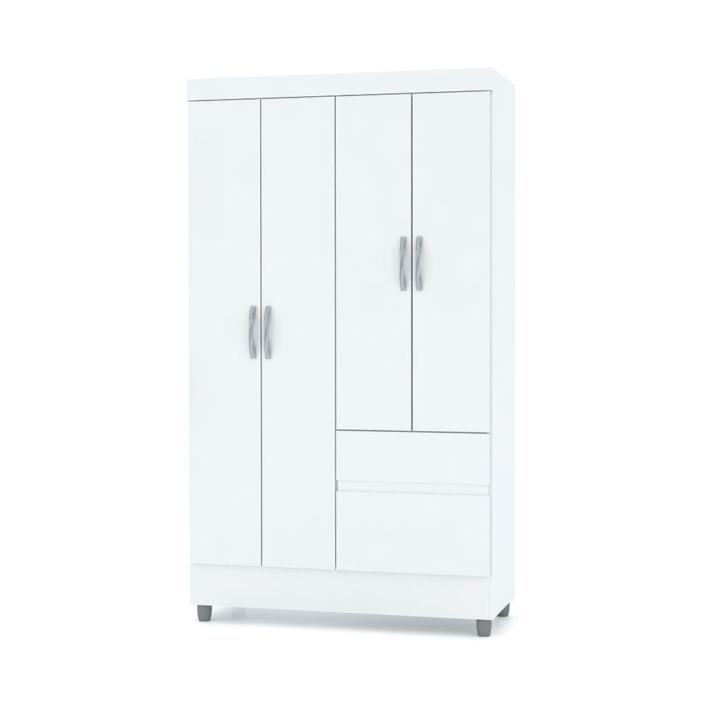 Guarda Roupa Solteiro 4 Portas 102 cm Rio Plus Branco - Pallazio