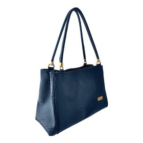 Bolsa Estruturada Topgrife Couro Azul Marinho