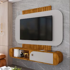 Painel para TV Até 55 Polegadas Jurerê 1 Porta Naturallle/Off White - Móveis Bechara