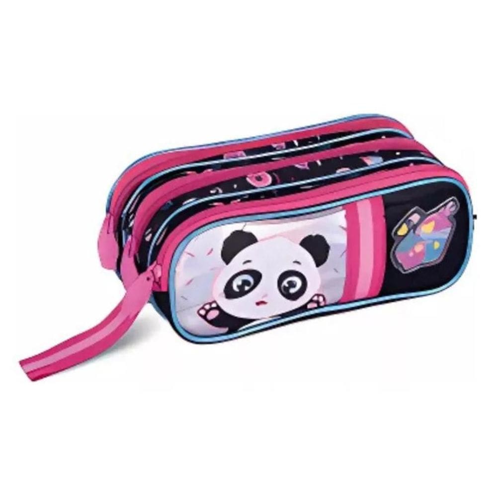 Estojo Triplo Escolar Panda Clio CD24681T