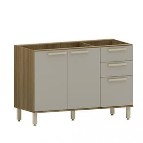 Balcão de Pia 3 Portas 2 Gavetas 120cm Isis Luciane