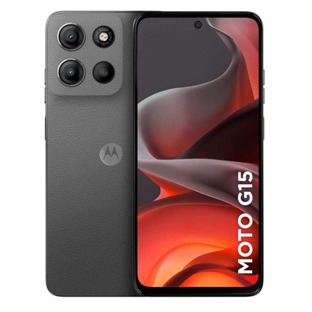 Smartphone Moto G15 256GB Grafite Vegan Leather Tela 6.7 Câmera Dupla 50MP Selfie 8MP Dual Chip Android 15 Motorola