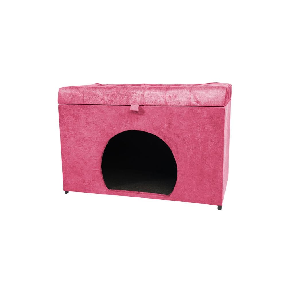 Puff Baú Pet Casa P/ Cachorros E Gatos Em Suede - Rosa Pink