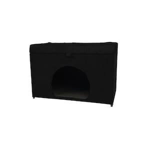 Puff Baú Pet Casa P/ Cachorros E Gatos Em Material Sintetico Preto