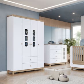 Quarto de BebÃª Com Guarda Roupa e CÃ´moda Aconchego Henn