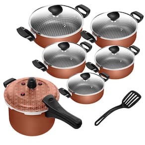 Conjunto De Panelas Antiaderente Caçarola Spesso + Panela de Pressão Fecho Externo 6 Peças Patolux