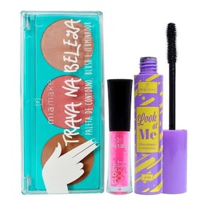 Kit Maquiagem Gloss Paleta Contorno Blush Iluminador Rímel
