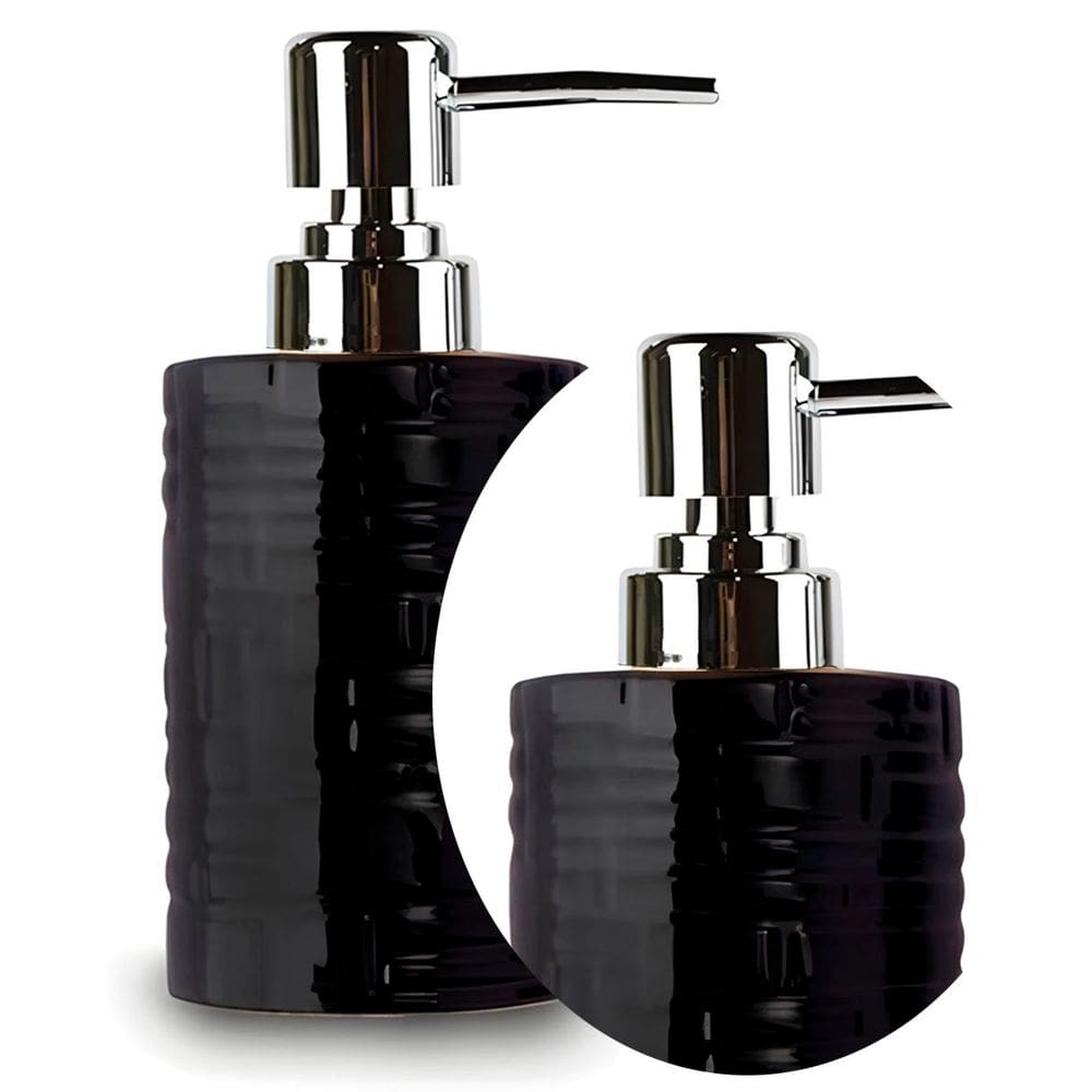 Porta Saboneteira Liquida Modelagem De Cerâmica Lavabo Preto