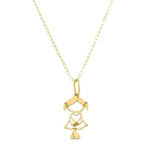 Colar Bailarina De Ouro 18k Feminino 45cm Pingente Filha