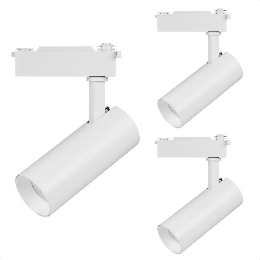 Kit 3 Spot Longo Led MR16 para Trilho Eletrificado Branco 3000K Quente