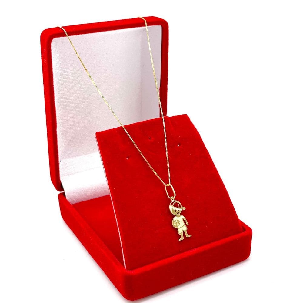 Colar Feminina De Ouro 18k Gargantilha Veneziana 50cm Pingente Menino Futebol