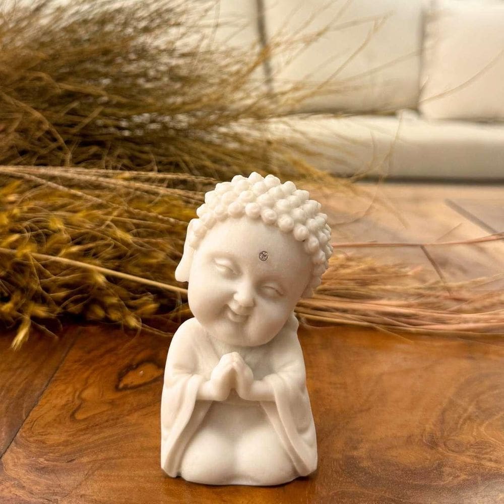 Escultura Budinha De Pó De Mármore 9Cm