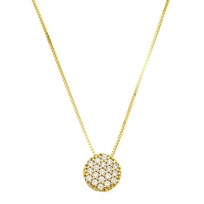 Gargantilha De Ouro 18k Corrente 45cm Veneziana Pingente Ponto de Luz