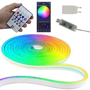 Fita Led Neon Aplicativo Celular RGB 5 Metros Iluminaçao Decoraçao Ip65 Sala Quarto Mesa Gamer