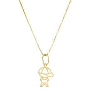 Corrente De Ouro 18k Colar Feminino Veneziana 40cm Pingente Menino