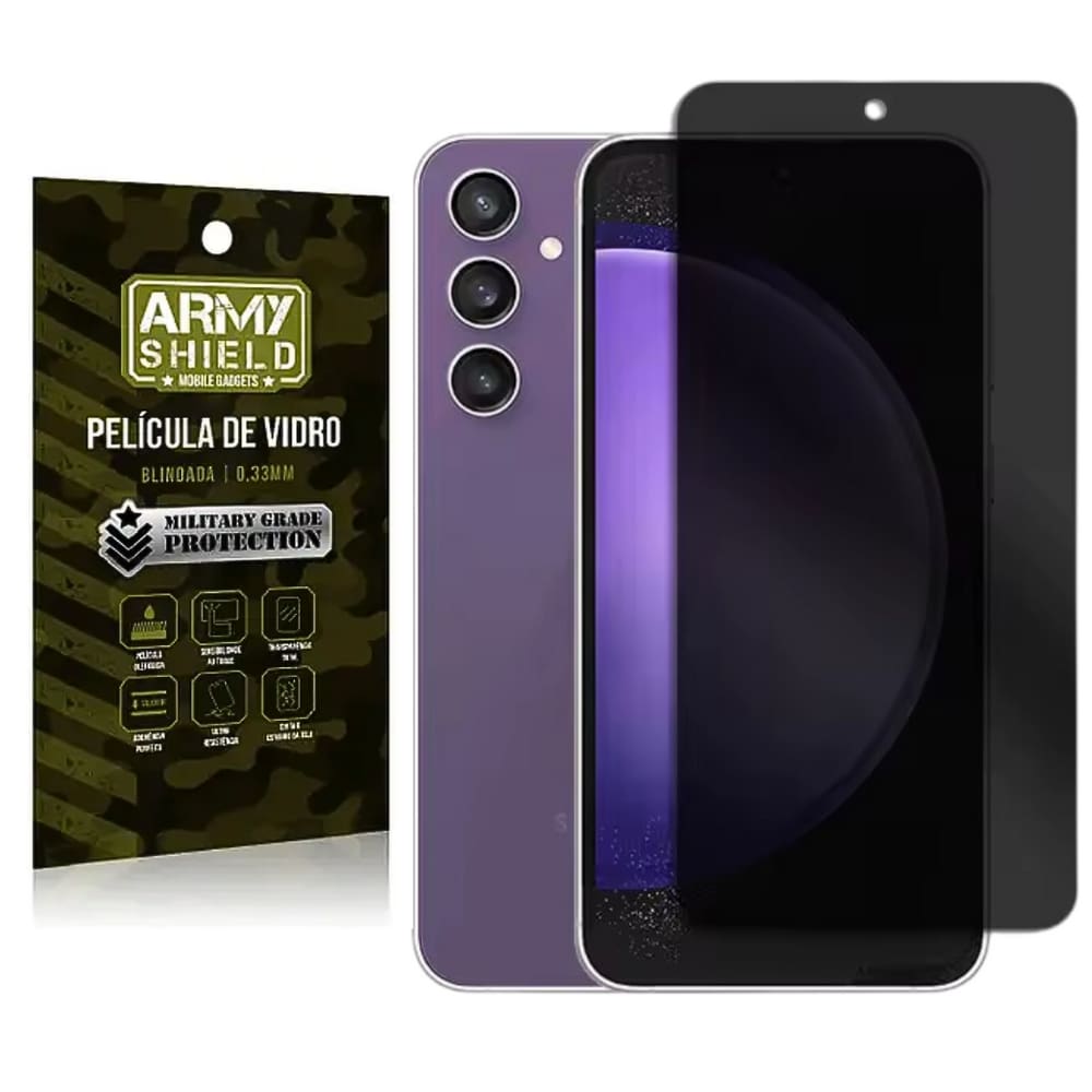 Película Galaxy S24Fe Privacidade Vidro 3D Full Cover - Armyshield